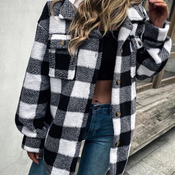 Plaid Teddy Coat coming soon - Picture 3 of 3